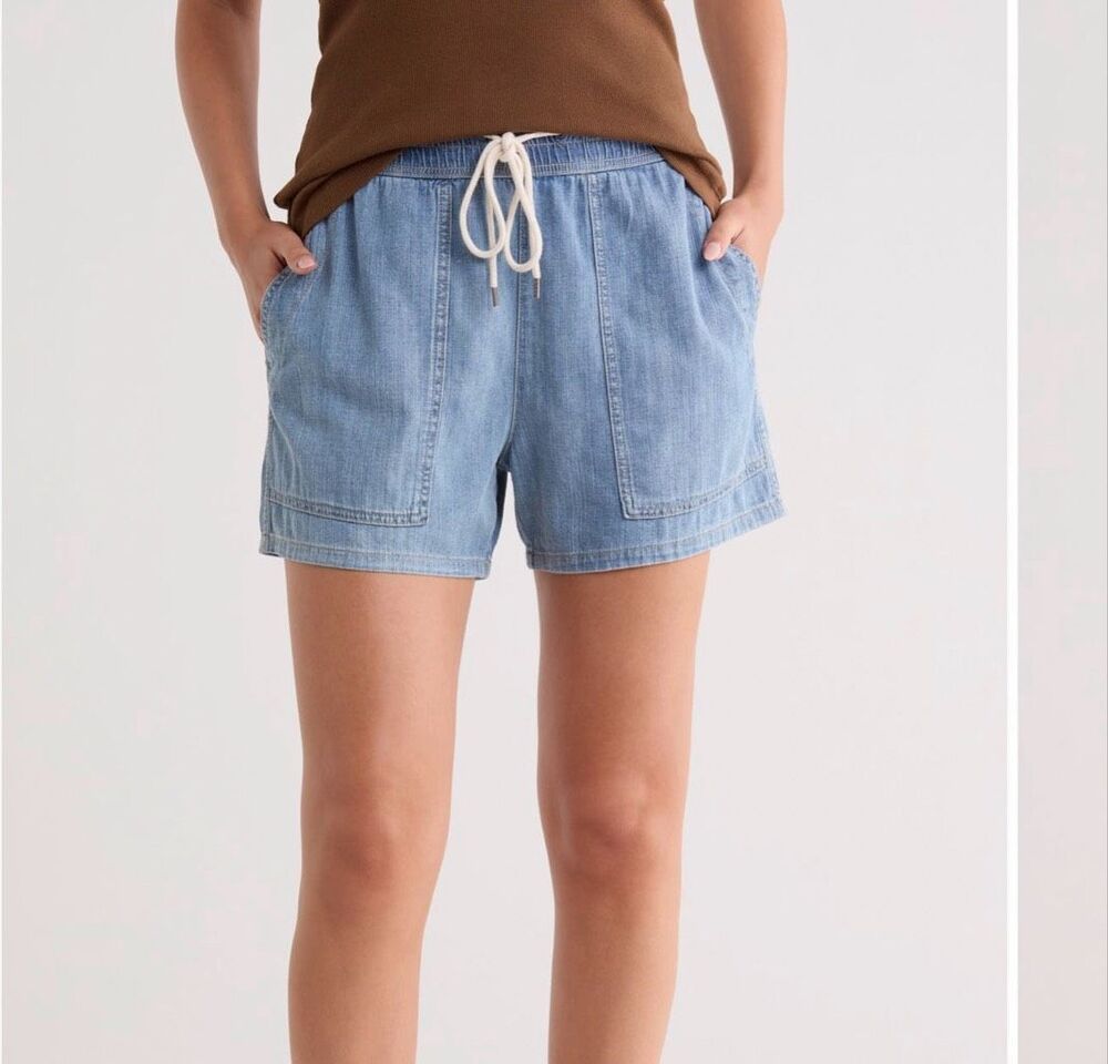 James Perse Drawstring Denim women's Shorts Light Wash Size 1/S NWT